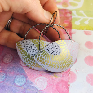 Sunflower Gibbous Moon Recycled Tin Earrings