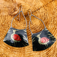 Load image into Gallery viewer, Red Winged Cranes Tin Earrings