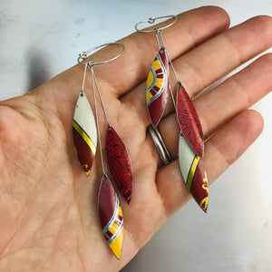 Falling Leaves in Mixed Reds Upcycled Tin Earrings