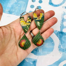 Load image into Gallery viewer, Blue Tipped Blossoms on Polka Dots Zero Waste Earrings