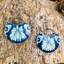 Load image into Gallery viewer, Deep Blueberry Circles Upcycled Tin Earrings