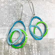 Load image into Gallery viewer, Lake, Grass &amp; Sky Scribbles Upcycled Tin Earrings