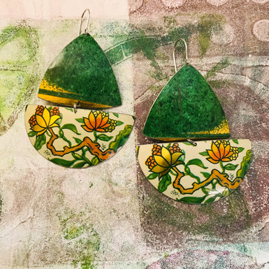 Paris Green Sailboats Upcycled Tin Earrings