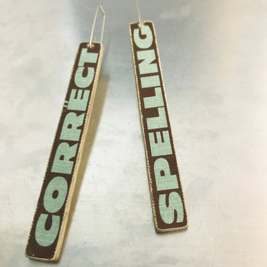 Correct Spelling Book Edge Recycled Book Cover Earrings