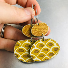 Load image into Gallery viewer, Book Pebbles Mixed Goldenrod Patterns Recycled Book Cover Earrings