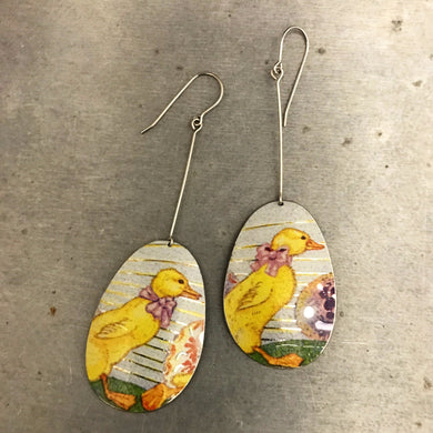 Easter Ducklings Upcycled Tin Earrings