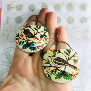 Vintage Songbirds Upcycled Circle Earrings