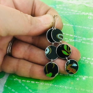 Deep Midnight Tri-dot Upcycled Tin Earrings
