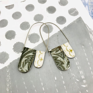 Antiqued Whites Mixed Patterns Arch Dangle Tin Earrings