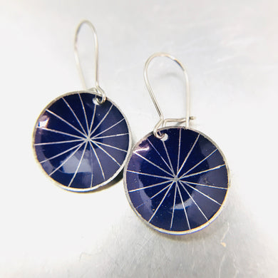Silver Starburst On Purple Tiny Dot Zero Waste Tin Earrings
