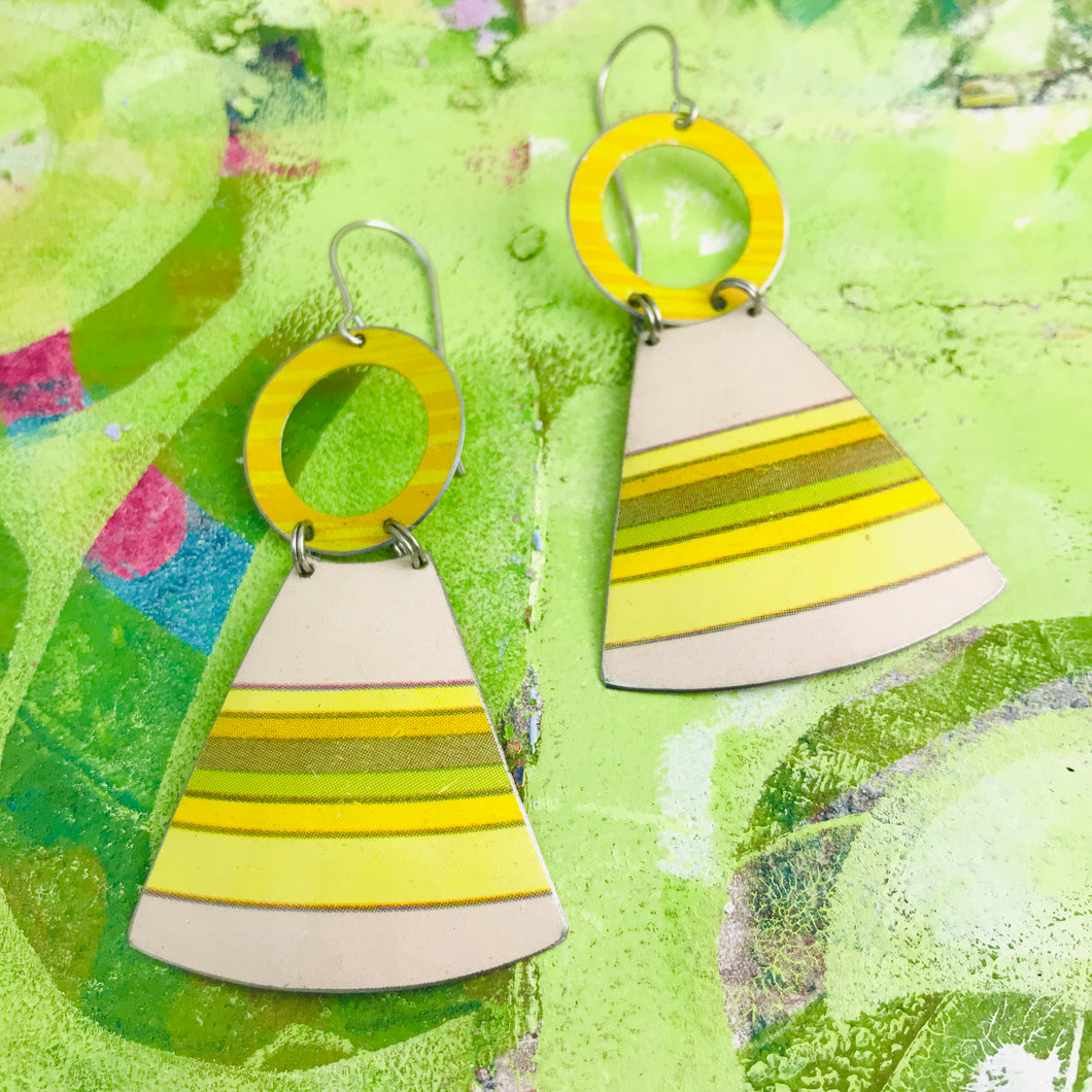 Retro Stripes Small Fans Tin Earrings