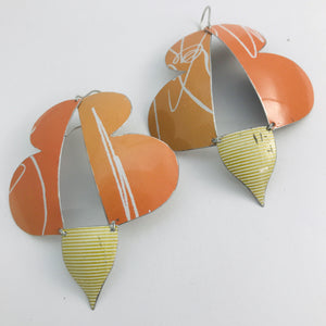 Abstract Orange Butterflies Zero Waste Tin Earrings