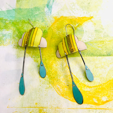 Retro Stripes Rain Clouds Zero Waste Tin Earrings
