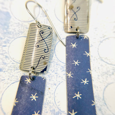 Slate Blue Asterisks Recycled Tin Earrings