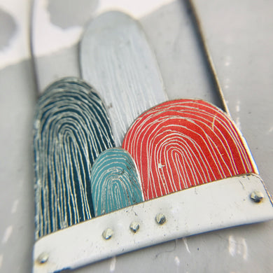 Four Etched Arches Upcycled Tin Necklace