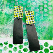 Load image into Gallery viewer, Green Halftone Pattern &amp; Midnight Recycled Tin Earrings