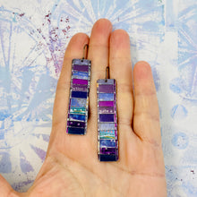 Load image into Gallery viewer, Fenced Mixed Plums II Rectangle Tin Earrings