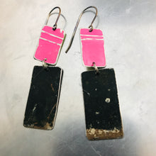 Load image into Gallery viewer, Rustic Matte Hot Pink &amp; Midnight Zero Waste Tin Earrings