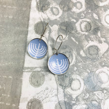 Load image into Gallery viewer, Menorah Tiny Dot Upcycled Tin Earrings
