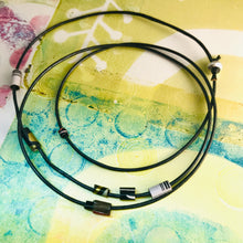 Load image into Gallery viewer, Graphite Tiny Tin Beaded Leather Cord Necklace or Bracelet