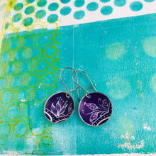 Load image into Gallery viewer, Royal Purple Tiny Circles Upcycled Tin Earrings