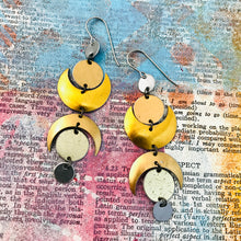 Load image into Gallery viewer, Many Moons of Mixed Golds Tin Earrings