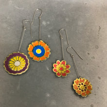 Load image into Gallery viewer, Red &amp; Orange Vintage Stylized Flowers Recycled Tin Earrings