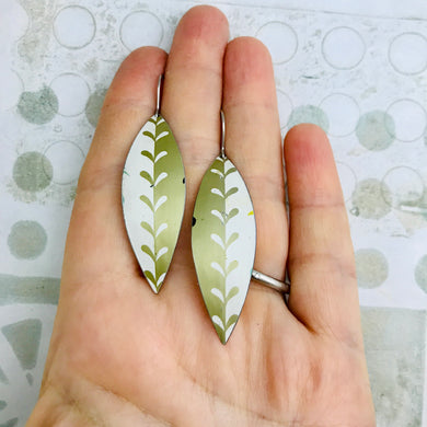 Gold & White Little Leaf Shape Tin Earrings