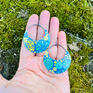 Mixed Mandalas Crescent Circles Upcycled Tin Earrings