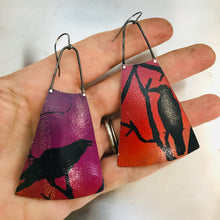 Load image into Gallery viewer, Spooky Halloween Ravens Upcycled Tin Earrings