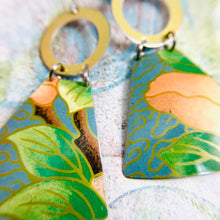 Load image into Gallery viewer, Golden Cloud Pattern on Slate Small Fans Tin Earrings