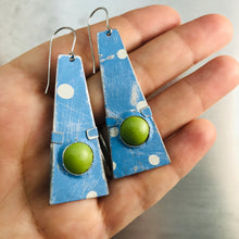 Load image into Gallery viewer, Sky Blue &amp; Spring Green Domes Zero Waste Tin Earrings