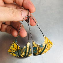 Load image into Gallery viewer, Vintage Yellow Flowers Recycled Tin Earrings