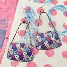 Load image into Gallery viewer, Cat Face Pattern Rounded Rectangles Zero Waste Tin Earrings