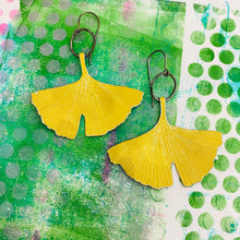 Load image into Gallery viewer, Autumn Gingko Leaves Recycled Tin Earrings