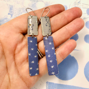 Slate Blue Asterisks Recycled Tin Earrings