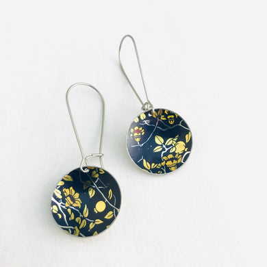 Pomegranate Blossoms On Deep Purple Small Basin Zero Waste Tin Earrings