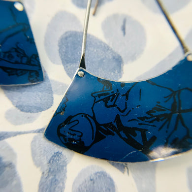 Footballers on Deep Blue Zero Waste Tin Earrings
