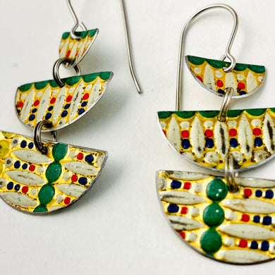 Vintage Mosaic Stacked Moons Earrings