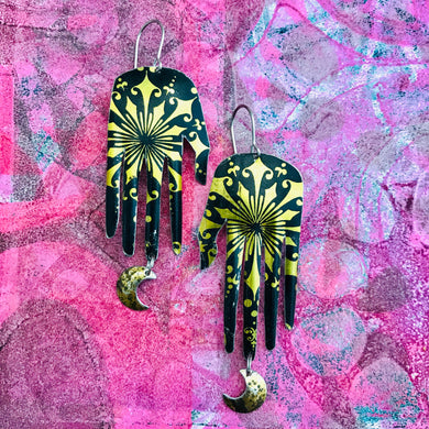 Midnight Golden Starburst Hands & Moons Zero Waste Tin Earrings