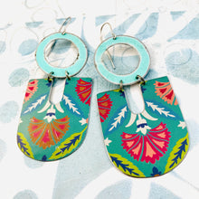 Load image into Gallery viewer, Soft Green &amp; Jade Green Pattern Horseshoes Zero Waste Tin Earrings