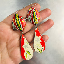 Load image into Gallery viewer, Mixed Red Patterns Ogee Zero Waste Tin Earrings