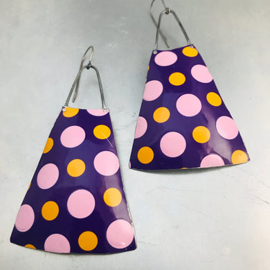 Pink & Orange on Purple Zero Waste Tin Long Fans Earrings