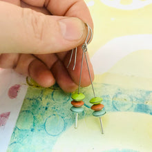 Load image into Gallery viewer, Spring Green, Orange, Aqua Tiny Macarons Tin Earrings