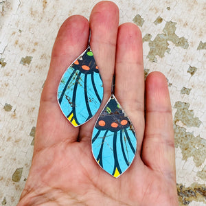 Big Blue Petals Upcycled Pod Tin Earrings