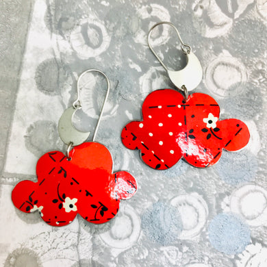 Crescents & Bright Red Clouds Zero Waste Tin Earrings