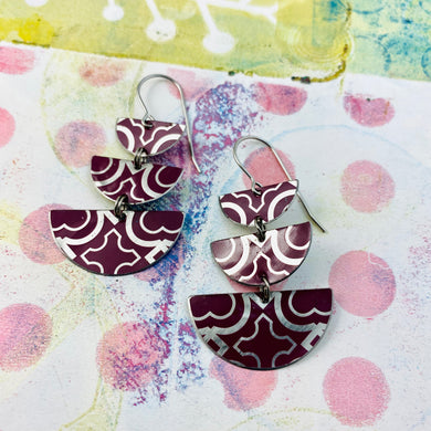 Plum Pattern Stacked Half Moons Earrings