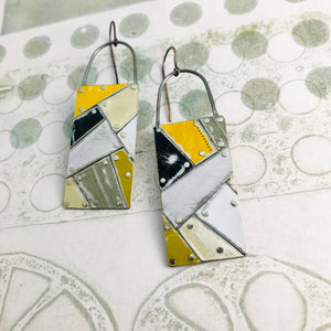 Mixed Neutrals Tesserae Arched Wire Tin Earrings