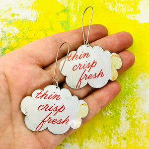 Thin Crisp Fresh Clouds Upcycled Tin Earrings