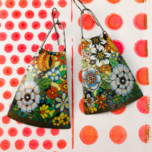 Load image into Gallery viewer, Allover Flowers Upcycled Vintage Tin Earrings